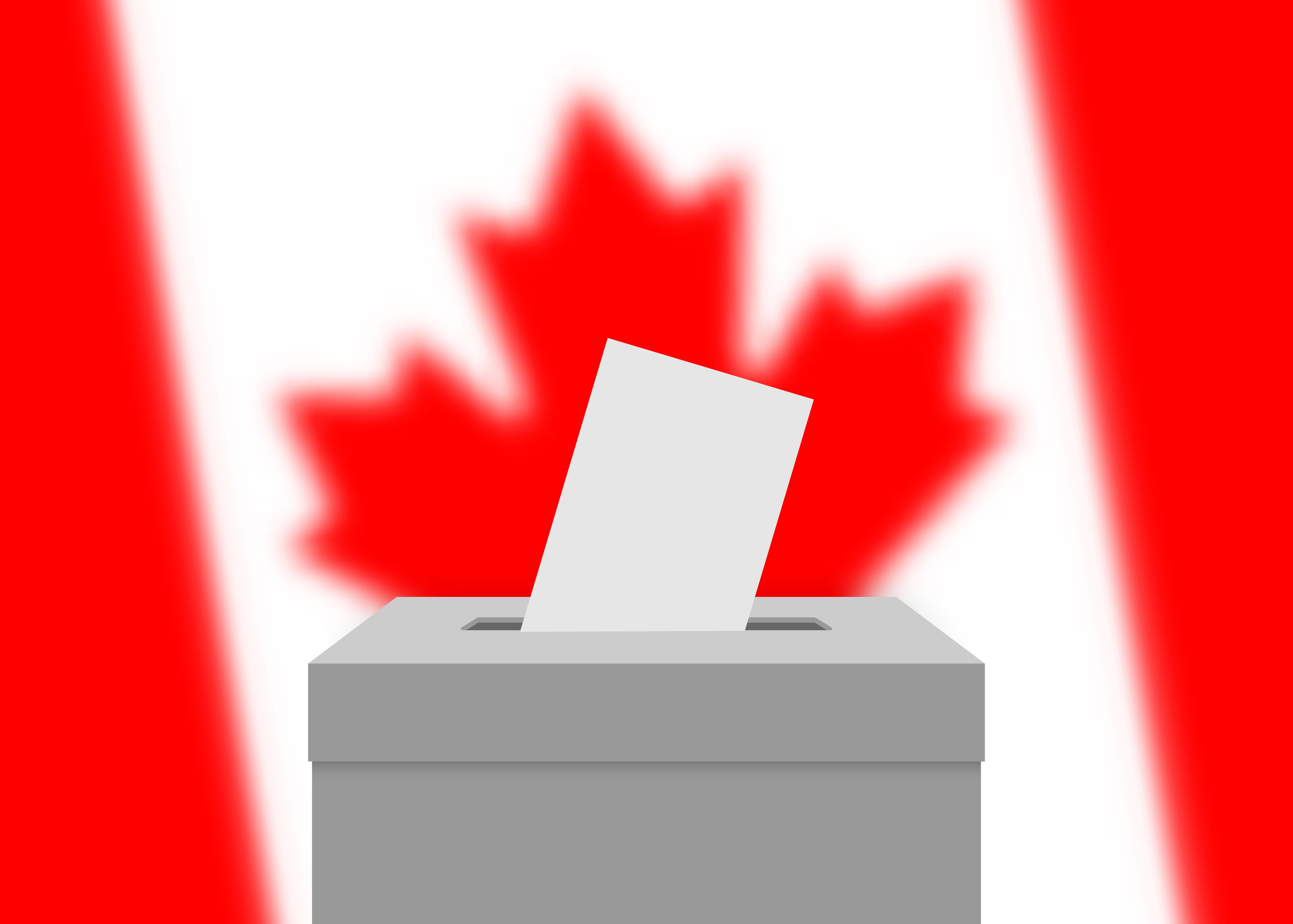 Canada election banner background. Ballot Box with blurred flag « Temple  Sholom